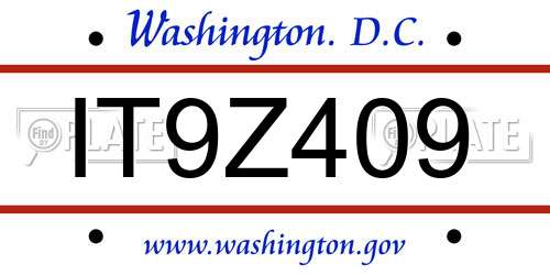 IT9Z409 District Of Columbia License Plate