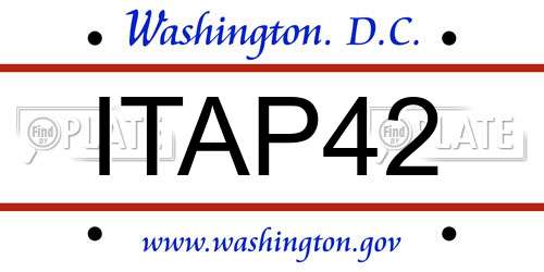 ITAP42 District Of Columbia License Plate