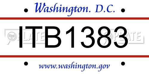 ITB1383 District Of Columbia License Plate