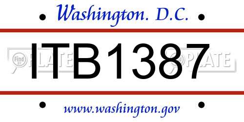ITB1387 District Of Columbia License Plate