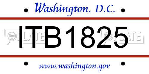 ITB1825 District Of Columbia License Plate