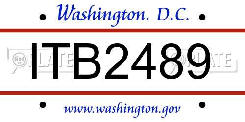 ITB2489 District Of Columbia License Plate
