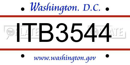 ITB3544 District Of Columbia License Plate
