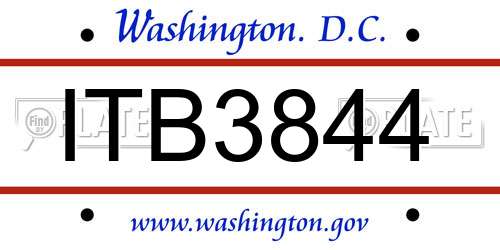 ITB3844 District Of Columbia License Plate