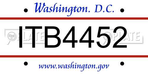 ITB4452 District Of Columbia License Plate