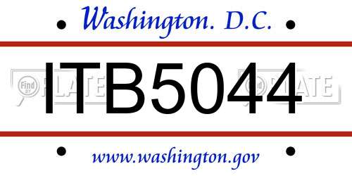 ITB5044 District Of Columbia License Plate