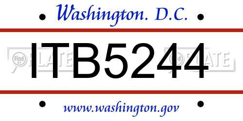 ITB5244 District Of Columbia License Plate