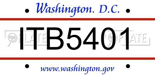 ITB5401 District Of Columbia License Plate