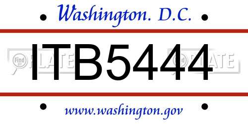 ITB5444 District Of Columbia License Plate