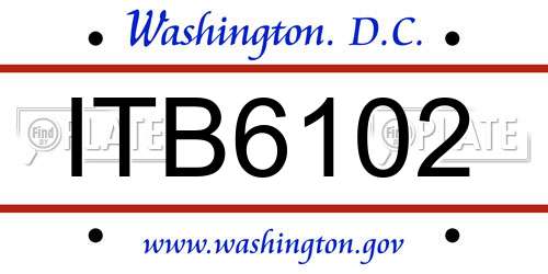 ITB6102 District Of Columbia License Plate
