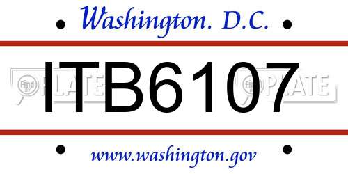 ITB6107 District Of Columbia License Plate