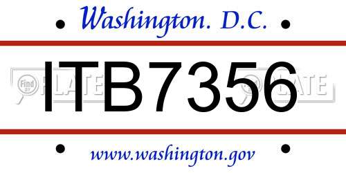 ITB7356 District Of Columbia License Plate