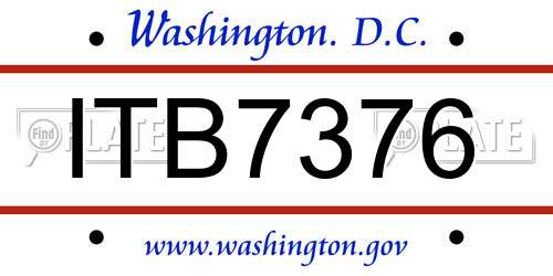 ITB7376 District Of Columbia License Plate