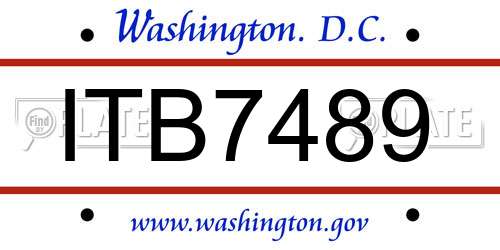 ITB7489 District Of Columbia License Plate