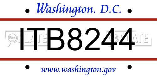 ITB8244 District Of Columbia License Plate