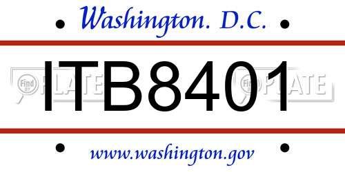 ITB8401 District Of Columbia License Plate