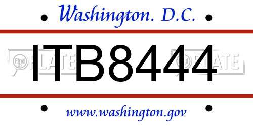 ITB8444 District Of Columbia License Plate
