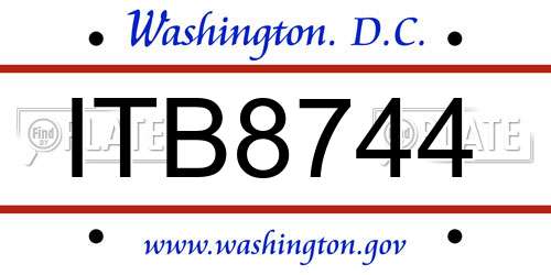 ITB8744 District Of Columbia License Plate