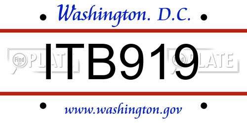 ITB919 District Of Columbia License Plate