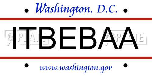 ITBEBAA District Of Columbia License Plate