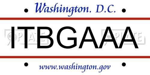 ITBGAAA District Of Columbia License Plate