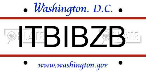 ITBIBZB District Of Columbia License Plate