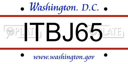 ITBJ65 District Of Columbia License Plate
