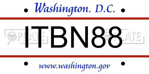 ITBN88 District Of Columbia License Plate