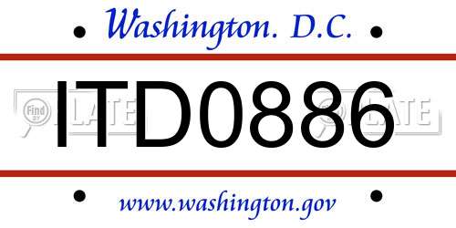 ITD0886 District Of Columbia License Plate