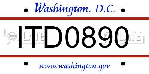 ITD0890 District Of Columbia License Plate