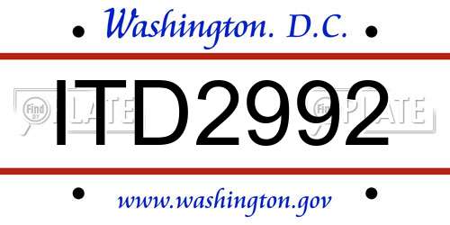 ITD2992 District Of Columbia License Plate