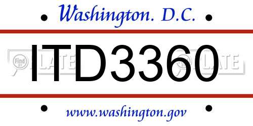 ITD3360 District Of Columbia License Plate