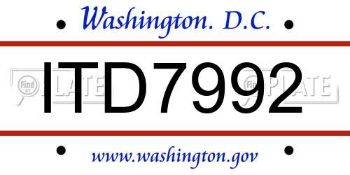 ITD7992 District Of Columbia License Plate