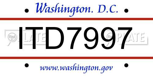 ITD7997 District Of Columbia License Plate