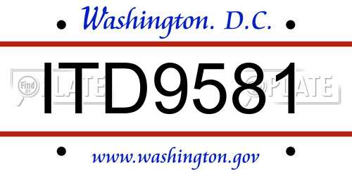 ITD9581 District Of Columbia License Plate