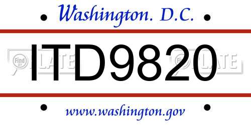 ITD9820 District Of Columbia License Plate