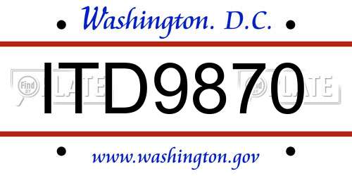 ITD9870 District Of Columbia License Plate