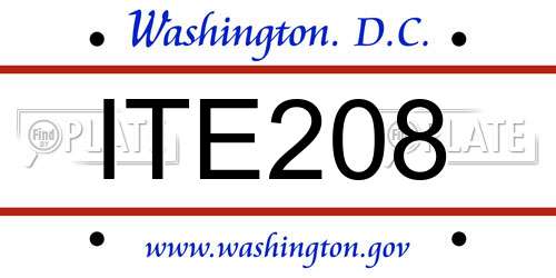 ITE208 District Of Columbia License Plate