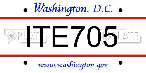 ITE705 District Of Columbia License Plate