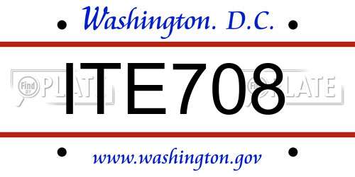ITE708 District Of Columbia License Plate