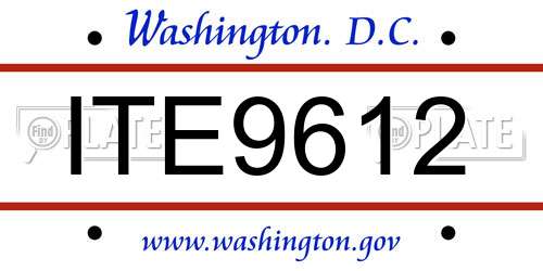 ITE9612 District Of Columbia License Plate