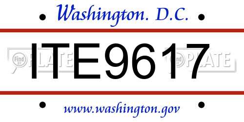 ITE9617 District Of Columbia License Plate