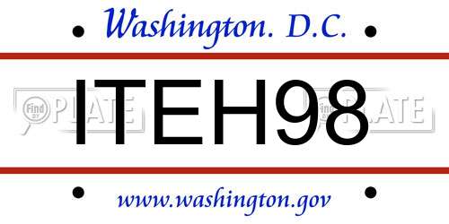 ITEH98 District Of Columbia License Plate