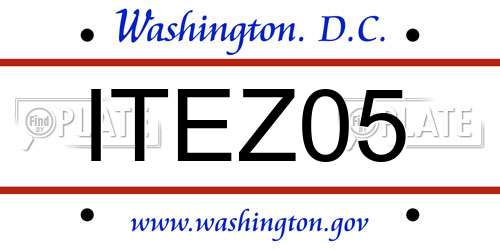 ITEZ05 District Of Columbia License Plate