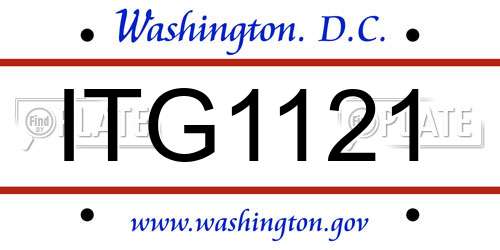 ITG1121 District Of Columbia License Plate