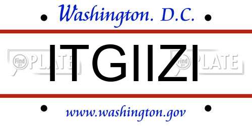 ITGIIZI District Of Columbia License Plate