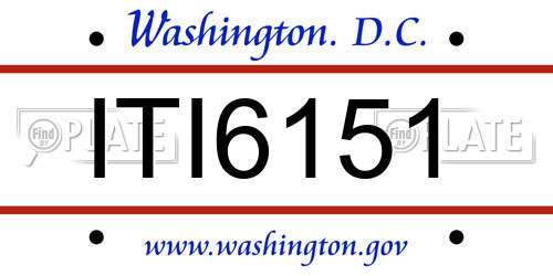ITI6151 District Of Columbia License Plate