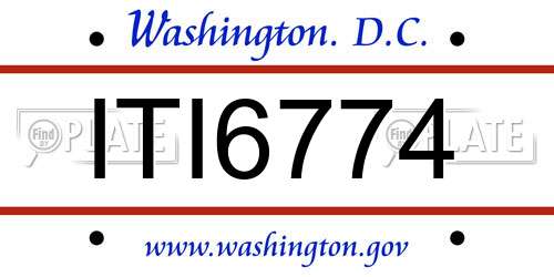 ITI6774 District Of Columbia License Plate