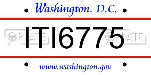 ITI6775 District Of Columbia License Plate