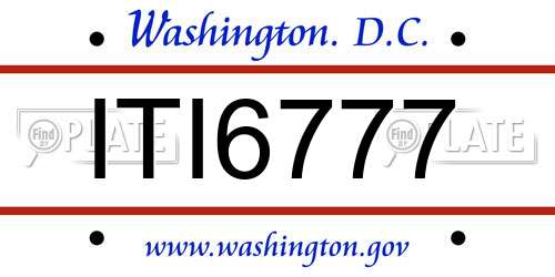 ITI6777 District Of Columbia License Plate